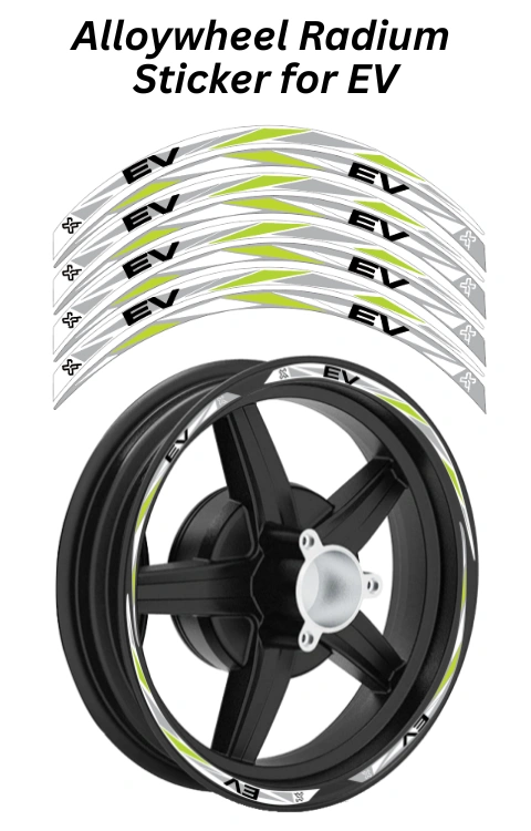 Alloy Wheel Radium Sticker Compatible with EV Scooter | Made in Premium Radium with FPF (Fade Protection Film), Precut Sticker, Waterproof, Pack of 1